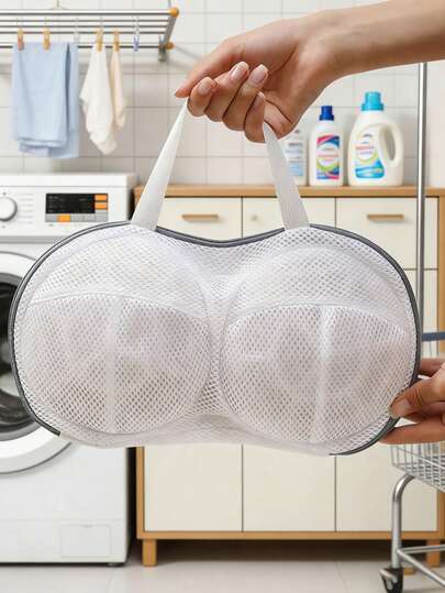 文胸洗衣袋，适用于家用洗衣机滚筒，洗涤过程中保护文胸防止变形，专用内衣洗涤网袋，网状口袋，防变形文胸内衣洗涤袋，Divine Clothes品牌，带粘钩（黑色、灰色）