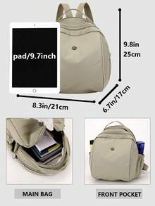 女士防盗多隔层休闲尼龙背包；多功能时尚日常包；多口袋轻便旅行包；大容量简约学生背包；便捷通勤包，适合学生、护士、教师、商务人士、旅行、通勤、购物、办公、约会、徒步、训练、工作、生日礼物、节日礼物 - 彩色 - 查看 3