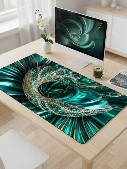 Large Size Mouse Pad, Waterproof Non-Slip Smooth Fabric Surface, Emerald Green & Gold Rhinestone Luxury Art Pattern, Suitable As Keyboard Pad, Desk Mat Or Book Stand For Gamers, Office And Dorm, Compatible With Mouse And Trackball, Great Gift For Gamers, Electronics > Computer & Office > Mouse Pads & Wrist Rests > Mouse Pads