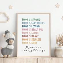 1幅带框帆布墙画，母子主题，配以励志语录，母亲节礼物，乡村风装饰，女孩房装饰，婴儿房装饰，游戏室装饰，浴室装饰，母亲节装饰品 - 彩色 - 查看 2