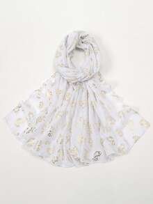 1条春夏新款腰果花烫印围巾，女士时尚柔软头巾，日常晚装旅行防晒披肩，节日礼物 - 彩色 - 查看 8