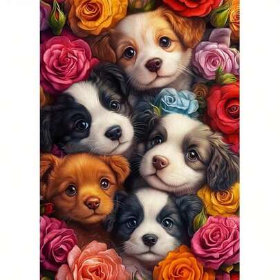 1件装 [30*40厘米/11.8*15.7英寸] 5D 亚克力钻石画套装，狗狗图案，适合成人初学者 DIY 马赛克钻石画，全钻手工 DIY 钻石画，适合客厅、卧室、办公室墙面装饰挂画，惊喜艺术家居装饰礼物，送给家人和朋友，无框
