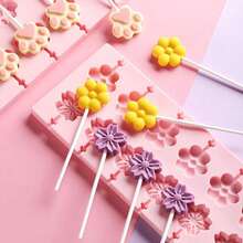 1个硅胶樱花模具，12孔棒棒糖模具（不含棒棒糖棍），可用于制作糖果、肥皂、蜡、树脂工艺品、DIY烘焙 - 淺粉色 - 查看 6