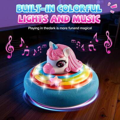 Balón de fútbol con efecto de levitación de unicornio para niños y niñas, balón de fútbol con efecto de aire con luces LED y batería recargable, juguete para uso en interiores y exteriores, regalo de Navidad y cumpleaños para niños y niñas de 3 años en adelante