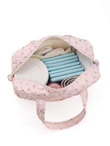 Floral Pattern Adjustable Strap Mommy Bag, Padded Diaper Changing Bag, Diaper Storage Pouch For Mothers - Multicolor - View 6