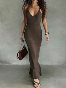 女士时尚优雅休闲日常都市动物纹长袖衬衫，适合日常通勤穿着 - 鏽棕色 - 查看 3