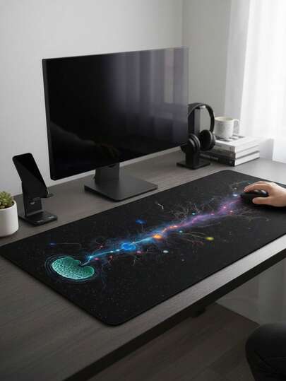 大尺寸鼠标垫，防水防滑光滑布面，科幻创意宇宙图案，也可作键盘垫、桌面垫或书架使用，是游戏玩家、办公室和宿舍的理想之选，兼容鼠标和轨迹球，是送给游戏玩家的绝佳礼物。电子产品 > 电脑及办公用品 > 鼠标垫及腕托 > 鼠标垫