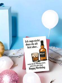 1pc Funny Whiskey-Themed Birthday Card For Adults – Perfect Gift For Whiskey Lovers, Friends, And Family" Envelope + Greeting Card - A - View 8