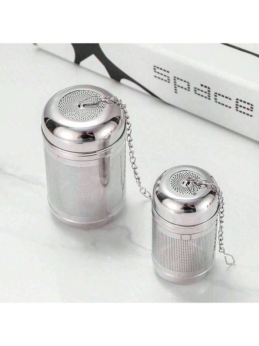 1pc Large Tea Infuser, 304 Stainless Steel Tea Leaf Filter, Tea Ball With Extended Chain Hook, Coffee Filter - Silver - View 1