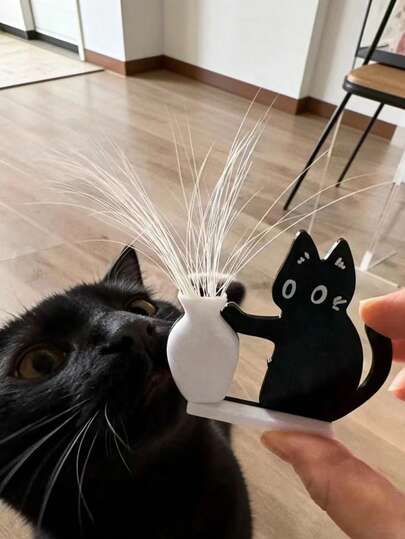 2pcs Cat Hair Collector, Black Cat Vase Fridge Magnet, Cute Cat Pushing Bottle Multifunctional Acrylic Magnetic Fridge Sticker, Cat Memorabilia, Flower Vase Catcher, Interesting Multifunctional Gift For Friends