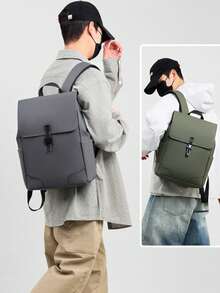 1个新款简约大容量商务旅行笔记本电脑背包，男士日常通勤大学生背包 - 彩色 - 查看 6