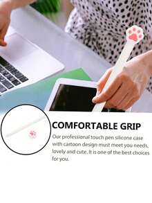 1pc Cute White Cat Paw Silicone Sleeve Grip Cover Compatible With Apple Pencil 2, Lightweight & Skin-Friendly Protective Case - Multicolor - View 6