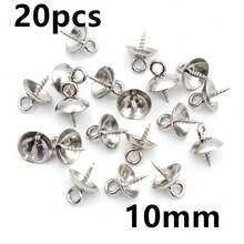 20pcs Stainless Steel Peg Bails Metal Gold Tone Screw Eyes Bails Top Drilled Beads End Caps Pendant DIY Charms Connectors Jewelry Findings - Peg Bails - View 8