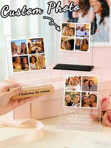 Customized Photo Plaque With Personalized Image And Text, Wooden Or Acrylic Base, Handmade Scratch-Resistant Acrylic Decor For Home, Bedroom, Desktop And Office Display, Unique Personalized Gift - Multicolor - View 3