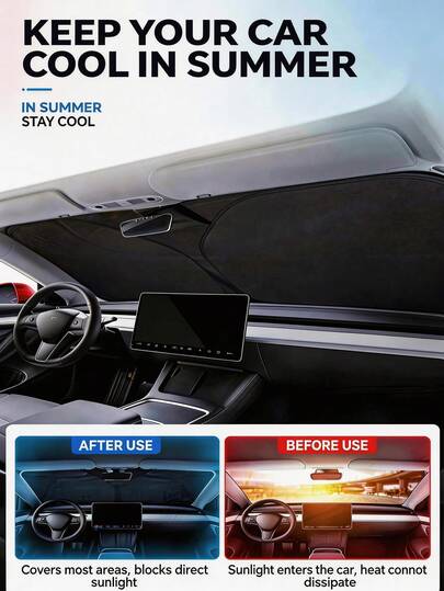 1pc Portable Silver Car Sun Visor, Windshield Sunshade, Heat Insulation Protection, Easy Folding & Storage, Suitable For Most SUV And Sedan Models, Sunshade, Essential Car Accessory, Car Window Sun Visor, Car Sun Visor, Car Parts, Car Sun Shade, Applicable For Spring, Summer And Autumn