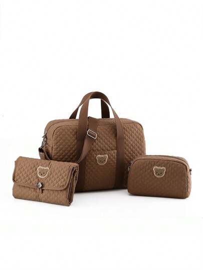 大容量尿布包旅行包，男女宝宝通用，多功能婴儿旅行包，配有可调节肩带、绗缝换尿布垫、婴儿车收纳袋、尿布包/换尿布旅行收纳袋