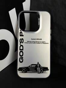 1pc Fashion Personalized Car Portrait Slogan Graphic Design With Independent Button IMD Shockproof Anti-Slip Black Phone Case Compatible With IPhone 16 ProMax/16/16 Pro/16 Plus/15/15 ProMax/15 Pro/11/12/13/14 ProMax/11 Pro/11 ProMax/12 Pro/12 ProMax/13 Pro/13 ProMax/14 Pro/14 ProMax, Elegant Creative - Multicolor - View 4