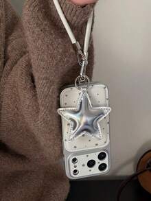 韩版极简星形皮革手机壳，兼容 17 Pro Max、16 Pro、新款 15 Pro、Niche 16 PM（带挂绳）、14 Pro 硅胶全包、17 Pro 创意设计 - 白色 - 查看 7