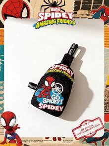 1pc Marvel Official Licensed Spider-Man Graphic Chest Bag With Adjustable Strap, Zipper Closure, Lightweight Crossbody Bag, Suitable For Men/Teens/Students/Graduates/Young Fans, Ideal For Daily/Outdoor/Sports/Running/Gym Use, Hiking Bag - Black - View 2