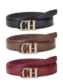 Women's Belt, Gold-Color CH Buckle - Versatile Accessory Suitable For Jeans, Dresses, Casual Wear And Streetwear | Suitable For Daily Commute, Parties, Weddings And More - Multicolor - View 5