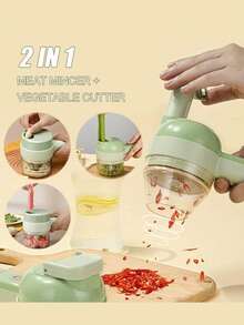 2-In-1 Electric Vegetable Cutter And Chopper, Rechargeable, Ergonomic And Easy To Clean - Lime Green - View 10