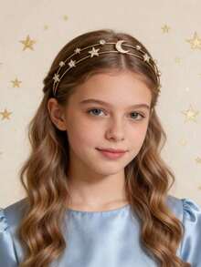 Cute Alloy Starry Sky Headband, Bangs Hair Clip, Multi-Layer Metal Star & Moon Hair Hoop, Minimalist Versatile - Multicolor - View 2