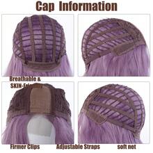 30英寸紫色合成长卷发假发，女士蕾丝前波浪假发，逼真洛丽塔长直发透气纤维假发帽 - 乾枯玫瑰色 - 查看 8