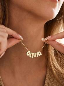 Custom Bubble Name Necklace, Dainty 3D Letter Name Necklace, Initial Necklace, Women Necklace, Personalised Jewelry, Mothers Day Gift - Gold - View 10
