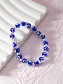 1 pieza Pulsera de cuentas de vidrio con estilo chic de vacaciones, pulsera de de lujo de nicho - Multicolor - Ver 5