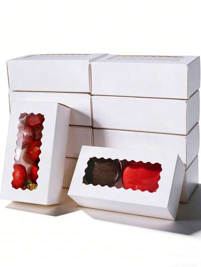 10PCS/1PC/4.17 X 2.16 X 1.37 Inches White Macaron Gift Boxes For 2, Chocolate Covered Ores Boxes, Macaron Packaging For Wedding, Party, Thank You Favors