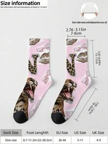 1双360度复活节男士袜子——趣味十足的满版印花，饰有粉色蝴蝶结、豹纹和豹纹嘴唇图案，柔软舒适，弹性极佳。这款时尚休闲的街头嘻哈风360度袜子，可作为压缩袜、情人节袜或宽松的孕妇袜穿着。 - 彩色 - 查看 6