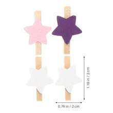 50个迷你木质夹子，照片夹，适合固定照片，手工DIY木质夹子 - 彩色星星 - 查看 5