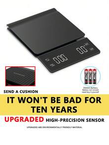 家用LED数字定时咖啡秤，带防水垫，多功能厨房烘焙秤，蔬菜水果秤，单位切换按钮，茶叶秤，带计时功能，厨房工具（不含电池） - 彩色 - 查看 4