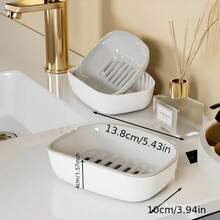 1pc Soap Dish, Double-Layer Drainage, Automatic Drain, Easy To Clean, Suitable For Home Bathroom And Kitchen, High-End And Stylish - Multicolor - View 3
