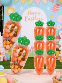 10个装复活节塑料胡萝卜糖果盒创意透明礼盒复活节派对装饰家居儿童生日回礼用品婴儿派对装饰派对回礼婴儿派对感谢礼物送给客人男孩女孩糖果装饰 - 彩色 - 查看 3