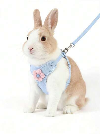1pc Adjustable Bow Tie Rabbit Leash, Cute Bear Ear Rabbit Harness Leash, Suitable For Small Pets And Rabbits, Small Animal Collar And Leash, Harness Style Leash With Leash, Adjustable Leash