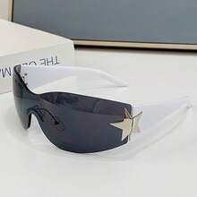 Fashionable Frameless Pentagram Y2K Personality Glasses - Black and Gray - View 8