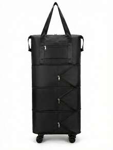 Detachable 360° Rotating Wheeled Travel Bag, Expandable & Foldable, Waterproof Compartments, Convenient Storage, Lightweight For Carry-On & Check-In, Unisex Gift For Fitness, Travel, Shopping - Black - View 4