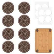 8 pièces de tapis de planche à découper antidérapants avec des tampons en silicone auto-adhésifs. Imperméables, amortissants et réducteurs de bruit pour les planches à découper. Tampons multifonctionnels pour chaise/tabouret. - Voir 1