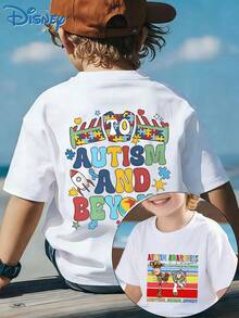 Disney Boy And Girl Casual Fashion Short-Sleeved T-Shirt, Featuring A Cartoon Character Woody Scene. Suitable For Party Outfits And Daily Wear. - 白色 - 查看 1