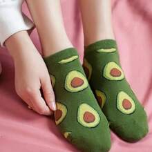 5 pares de calcetines tobilleros de aguacate con dibujos animados, moda fresca, transpirables, cómodos Kawaii para verano y otoño, calcetines náuticos de corte bajo para mujer - SY092 - Ver 4
