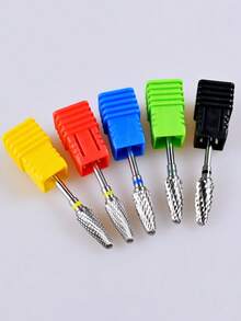 1pc Red Nail Drill Bit, Nail Grinding Head, Callus Removal Head, Stainless Steel Nail Grinding Head, Pre-Treatment Grinding Stepped Cross-Tooth Polishing Nail Removal Manicure Tool, Foot Care Nail Removal Tool, Suitable For Acrylic Gel Nails, Nail Care Grinding Head - Red - View 4