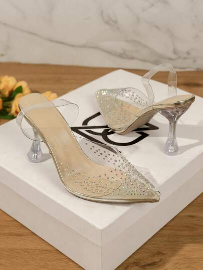 NANBEI ZUO Giày sandal cao gót mũi nhọn đính pha lê dành cho nữ, thời trang và đa năng, phù hợp cho các lễ hội âm nhạc, tiệc tùng, mùa xuân/hè, thiết kế xỏ chân thanh lịch, giày cưới sang trọng cho ngày Valentine và các buổi hẹn hò.
