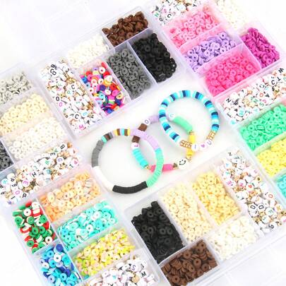 1620 Pcs Clay Beads, String Beads For Jewelry Making, Heishi String Friendship Bracelet Making Set With Pendant Letter Gold Beads, Lady Party Birthday Gift (6mm)