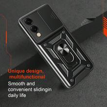 PC+TPU材质防震耐磨手机壳，带滑动式摄像头镜头盖、磁吸车载支架和指环支架，适用于多种安卓手机 - 黑色 - 查看 9
