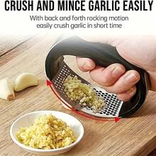 1pc Manual Garlic Press, An Easy-To-Clean Kitchen Gadget, Can Quickly And Effectively Crush Garlic. It Is A Kitchen Essential, Hygienic, And - Black - View 8