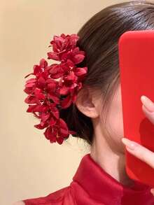 1 pieza Nuevo pasador de pelo con diseño floral, versátil clip de pelo con estilo retro elegante, accesorio de pelo para moño, adecuado para primavera/verano, vacaciones, fotografía, boda, accesorios, tocado, pasadores para peinado - Multicolor - Ver 8