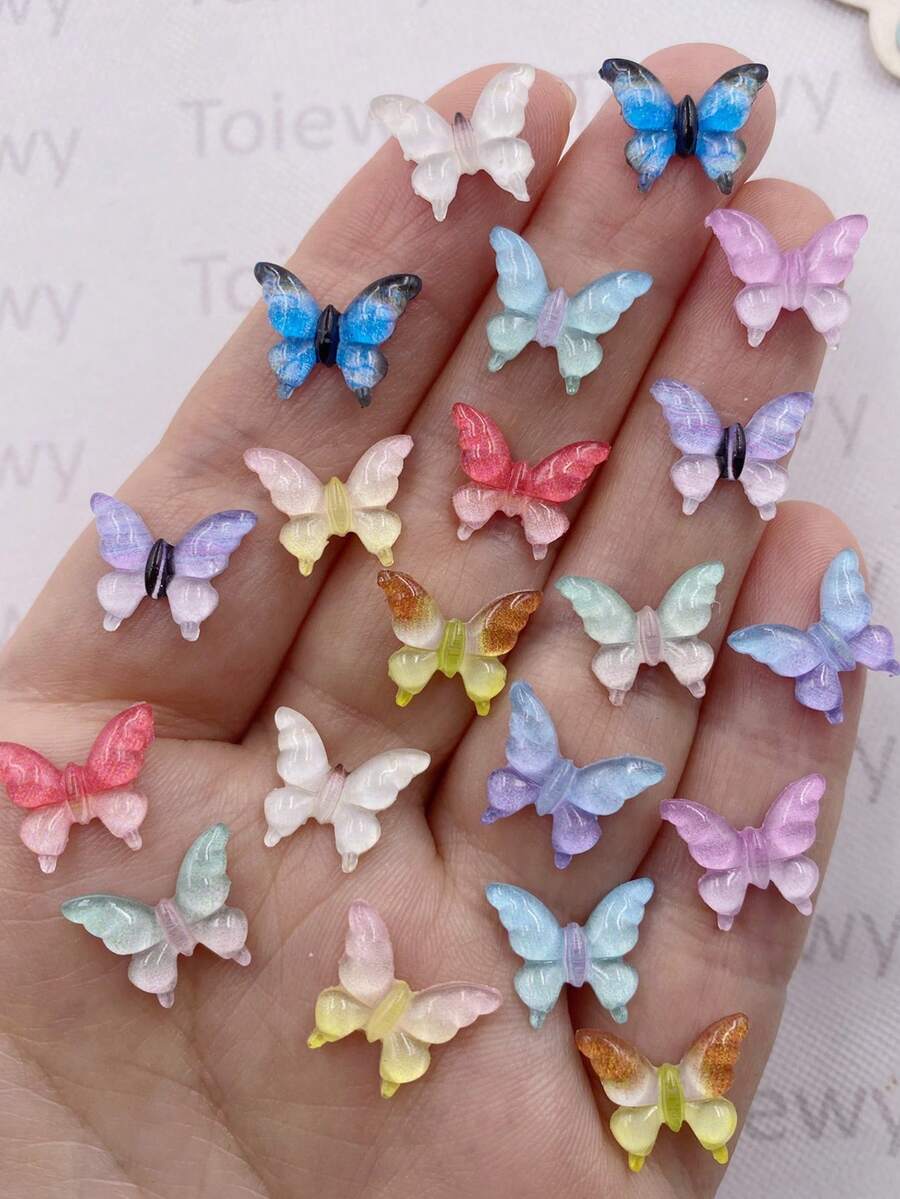 30 viên đá giả kim cương hình bướm nhỏ dễ thương, đáy phẳng, nhiều màu sắc, kích thước 10mm, dùng để trang trí nhà cửa, làm đồ trang sức, phụ kiện nghệ thuật cho đám cưới.