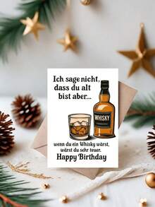 1pc Funny Whiskey-Themed Birthday Card For Adults – Perfect Gift For Whiskey Lovers, Friends, And Family" Envelope + Greeting Card - A - View 12
