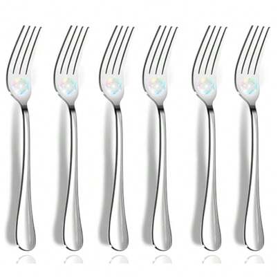 Dinner Forks Set Of 6 Top  Stainless Steel Silverware Forks Flatware Set 8 Inches Mirror Finish And Dishwasher  New Apartment Essentials Cutlery Set